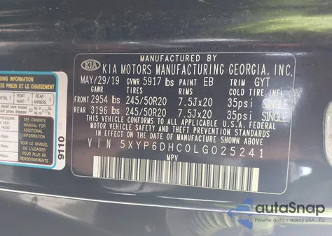 2020 Kia Telluride S из США, поврежденный, VIN 5XYP6DHC0LG025241